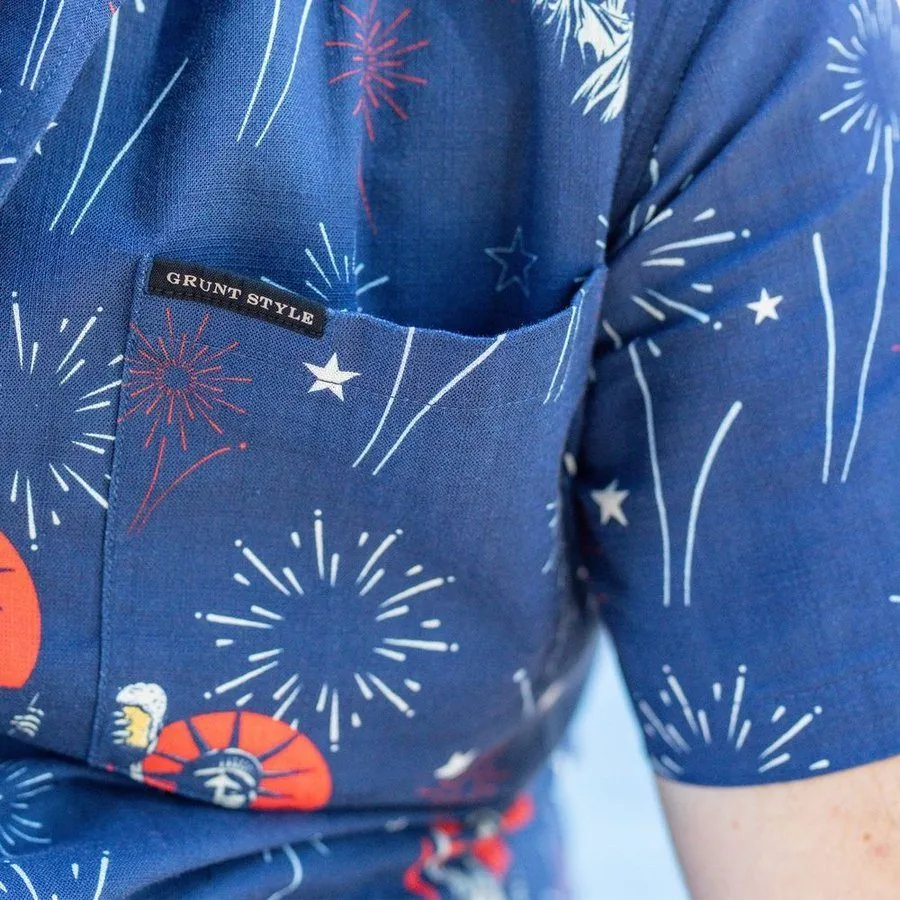 Getaway Toast Of Freedom Button Down - Navy