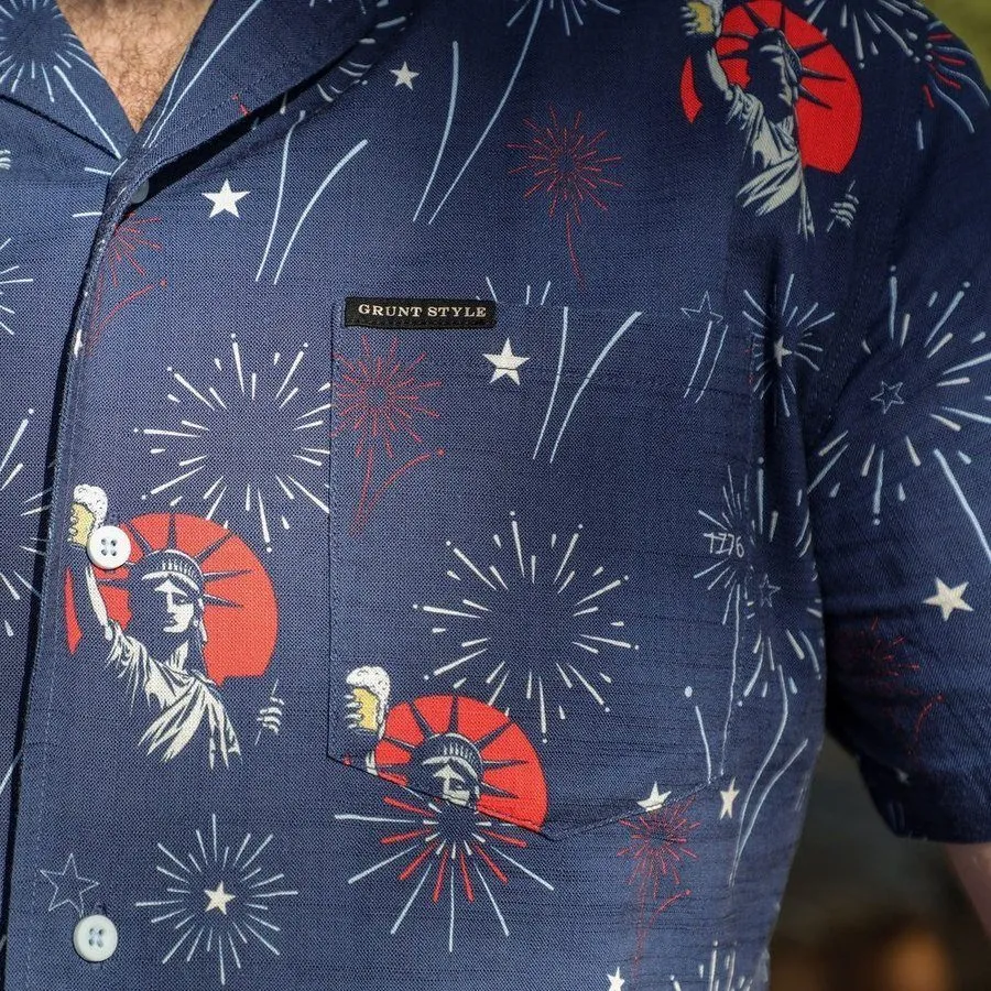 Getaway Toast Of Freedom Button Down - Navy