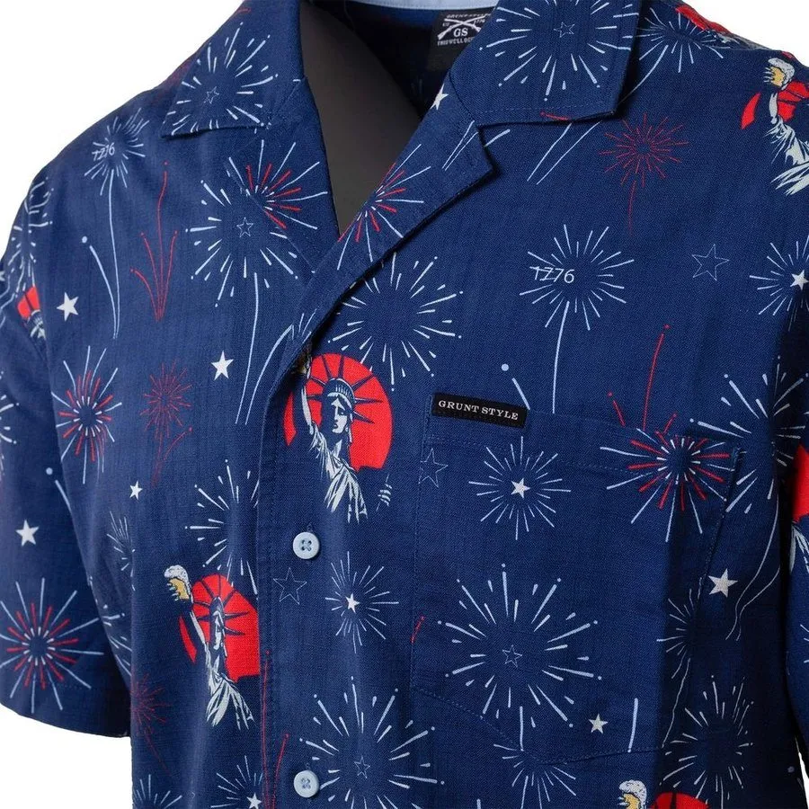 Getaway Toast Of Freedom Button Down - Navy