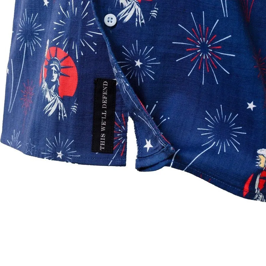Getaway Toast Of Freedom Button Down - Navy