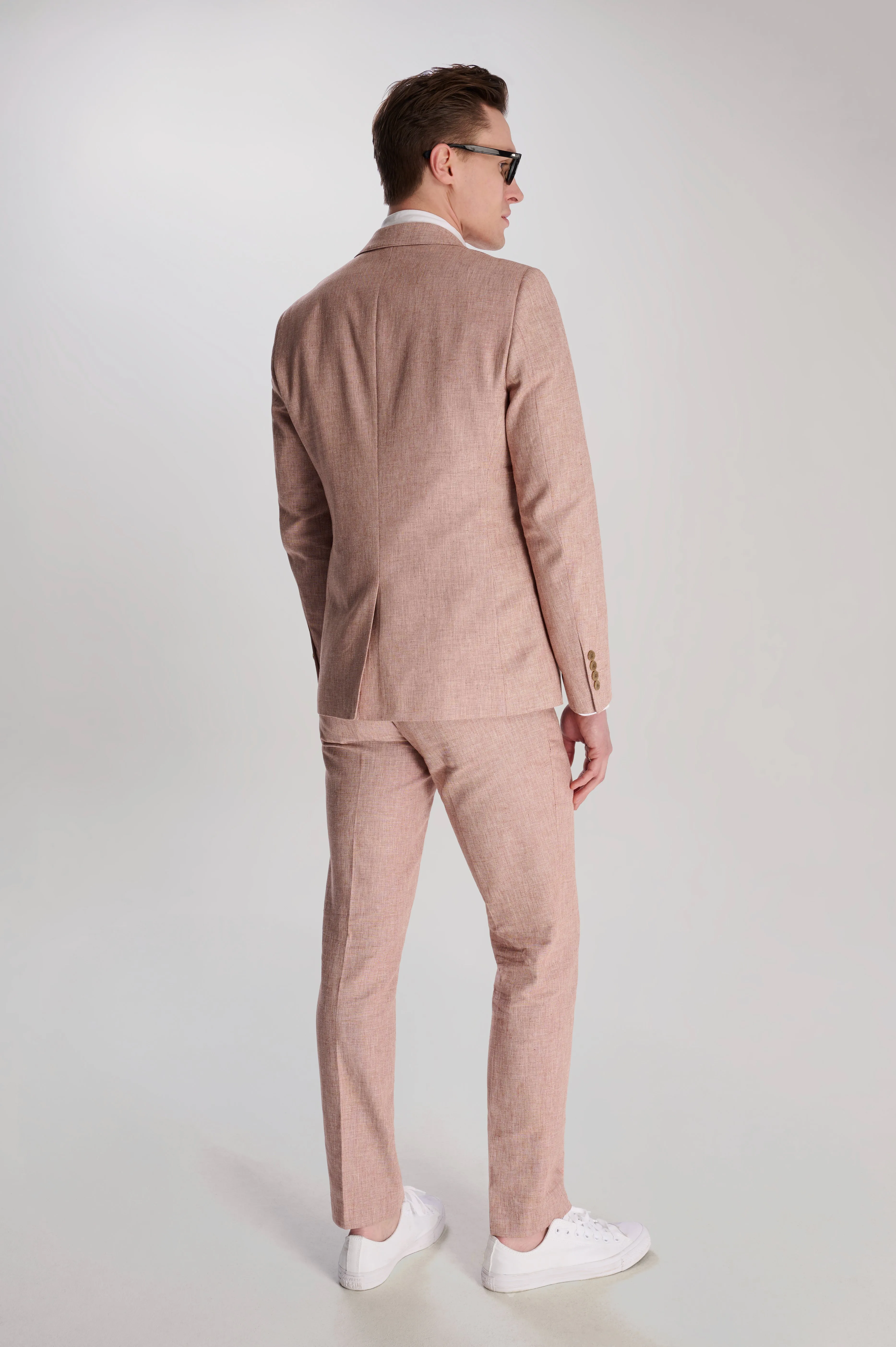 Giacomo Slim Fit Cotton Linen Suit Jacket in Rust