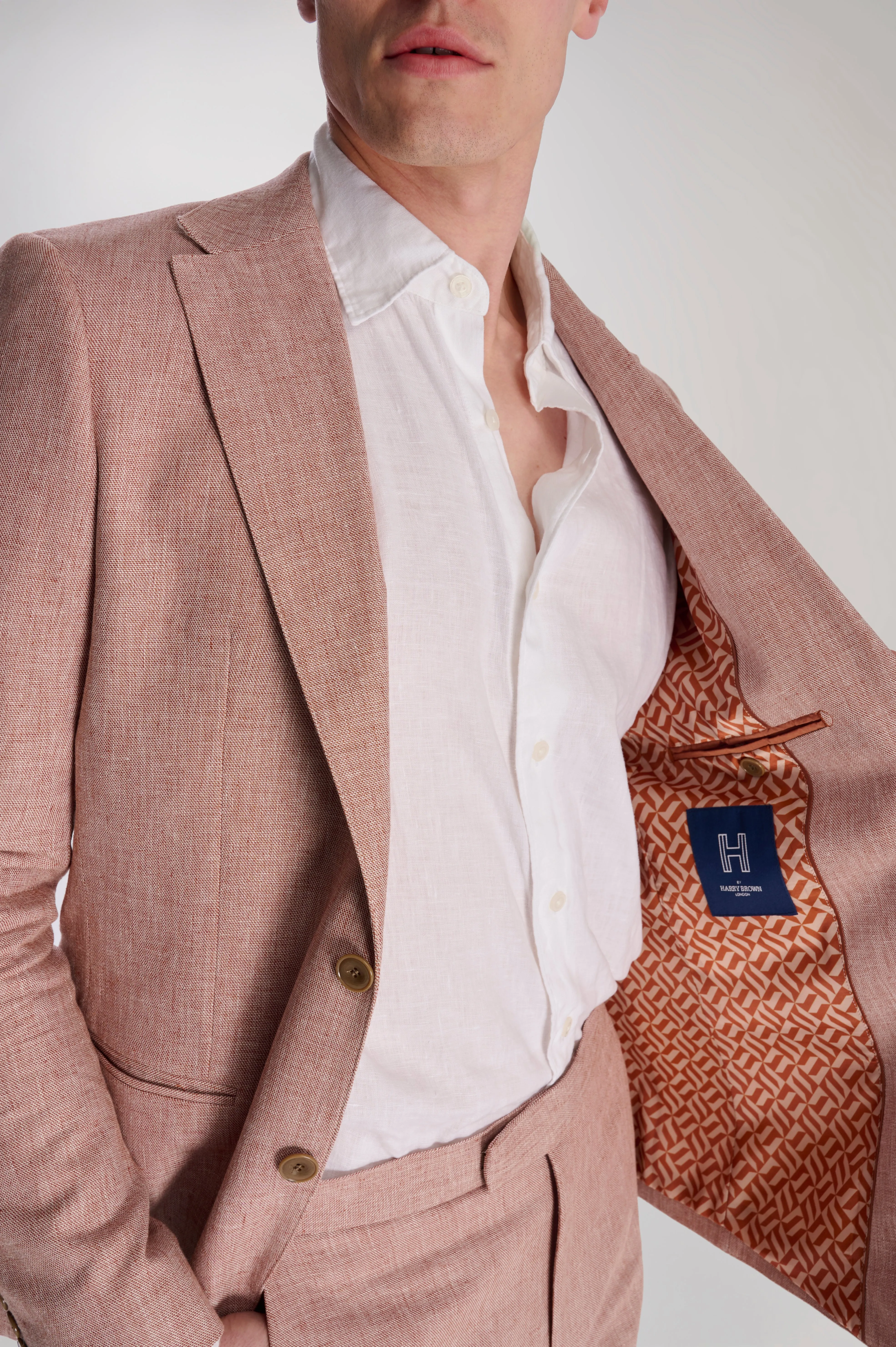 Giacomo Slim Fit Cotton Linen Suit Jacket in Rust