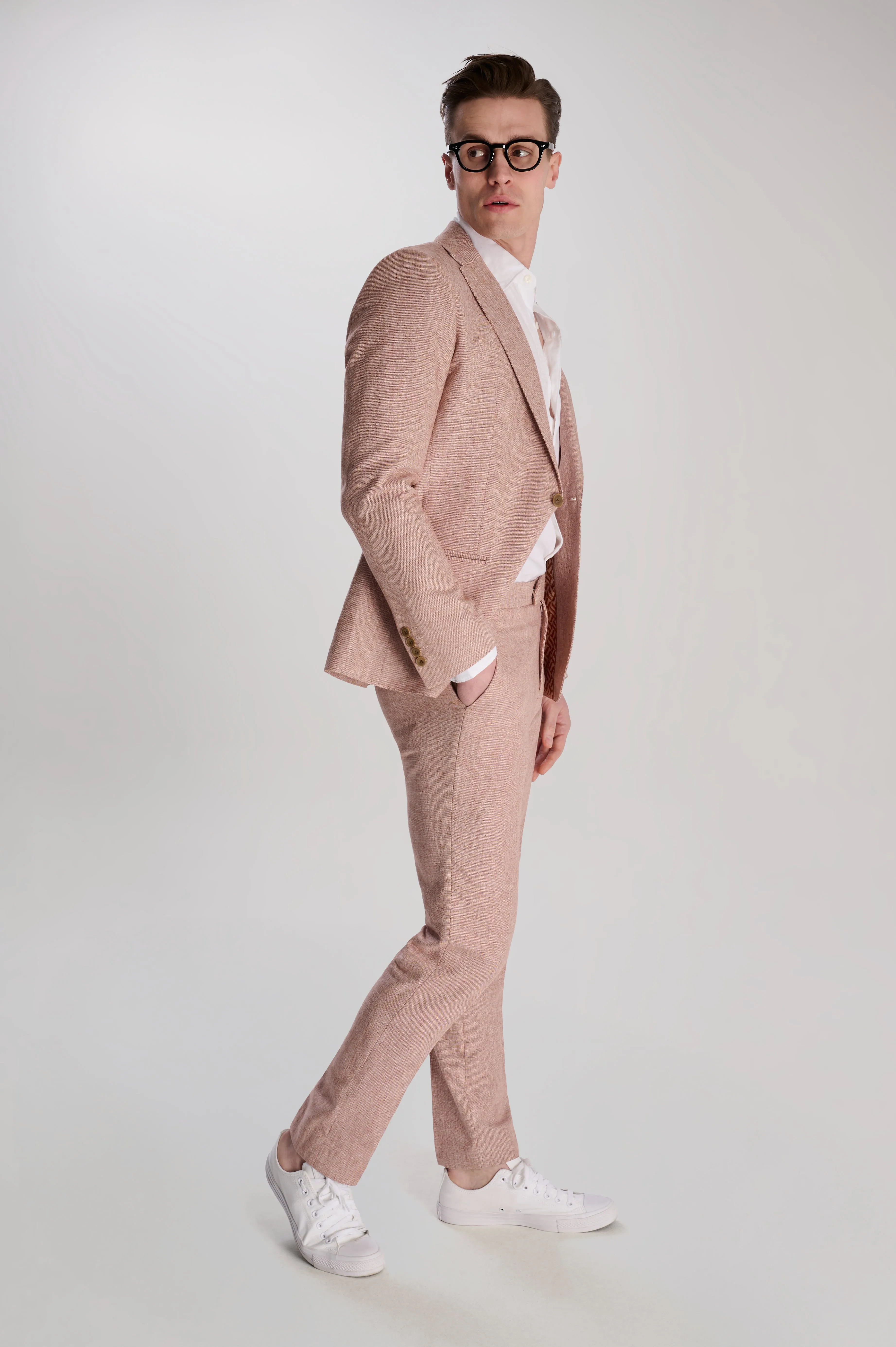 Giacomo Slim Fit Cotton Linen Suit Jacket in Rust