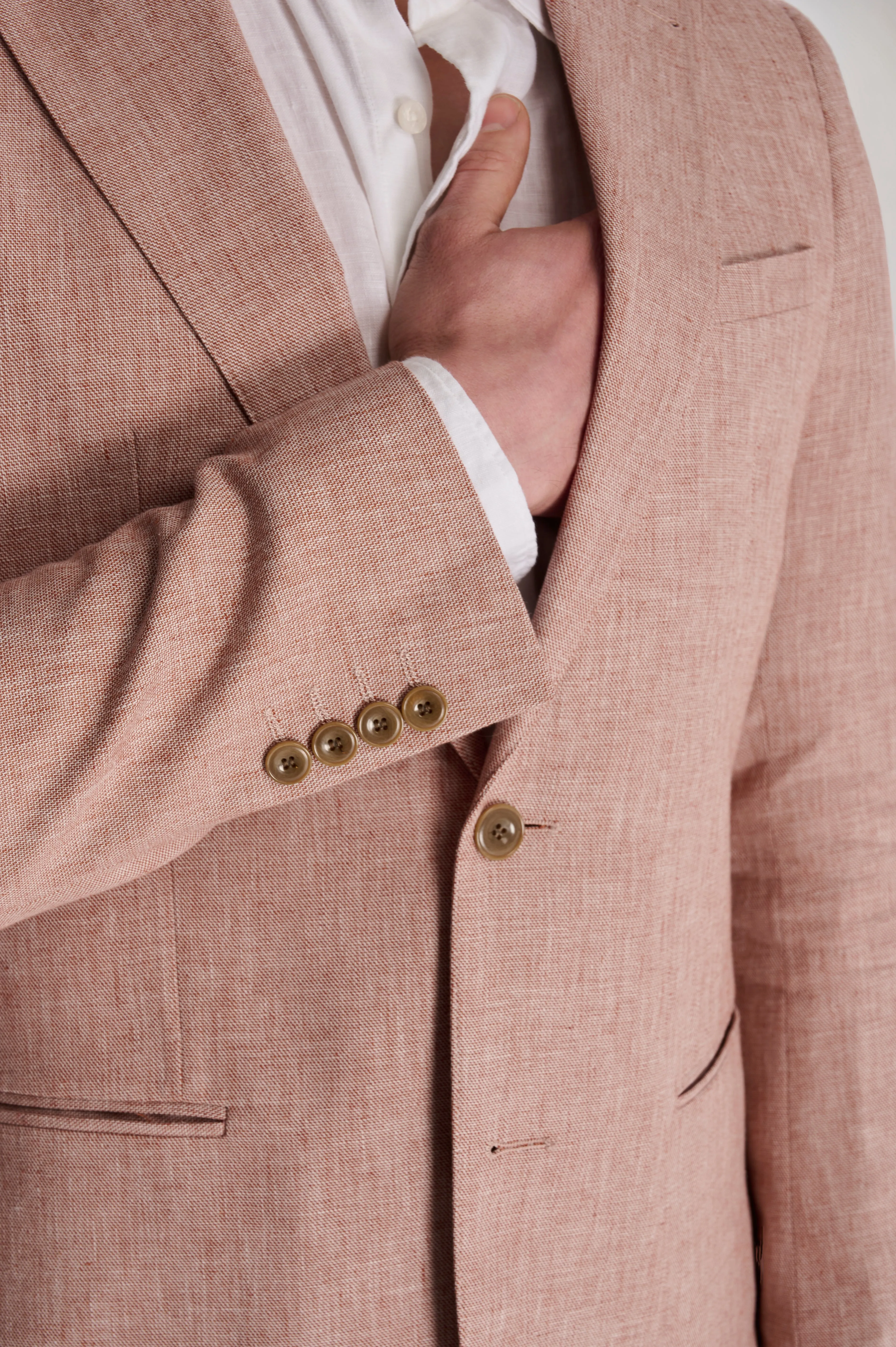 Giacomo Slim Fit Cotton Linen Suit Jacket in Rust