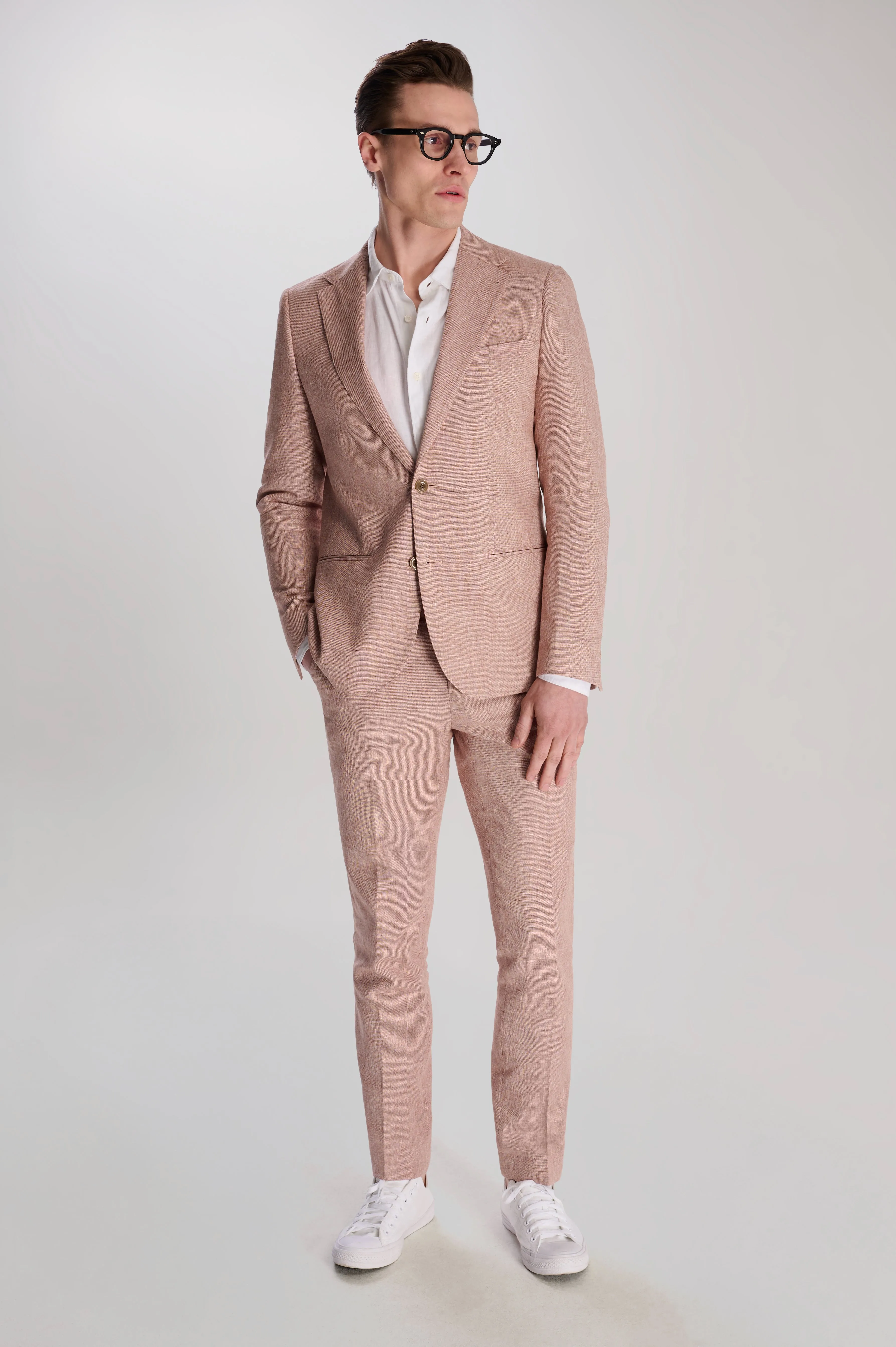 Giacomo Slim Fit Cotton Linen Suit Jacket in Rust