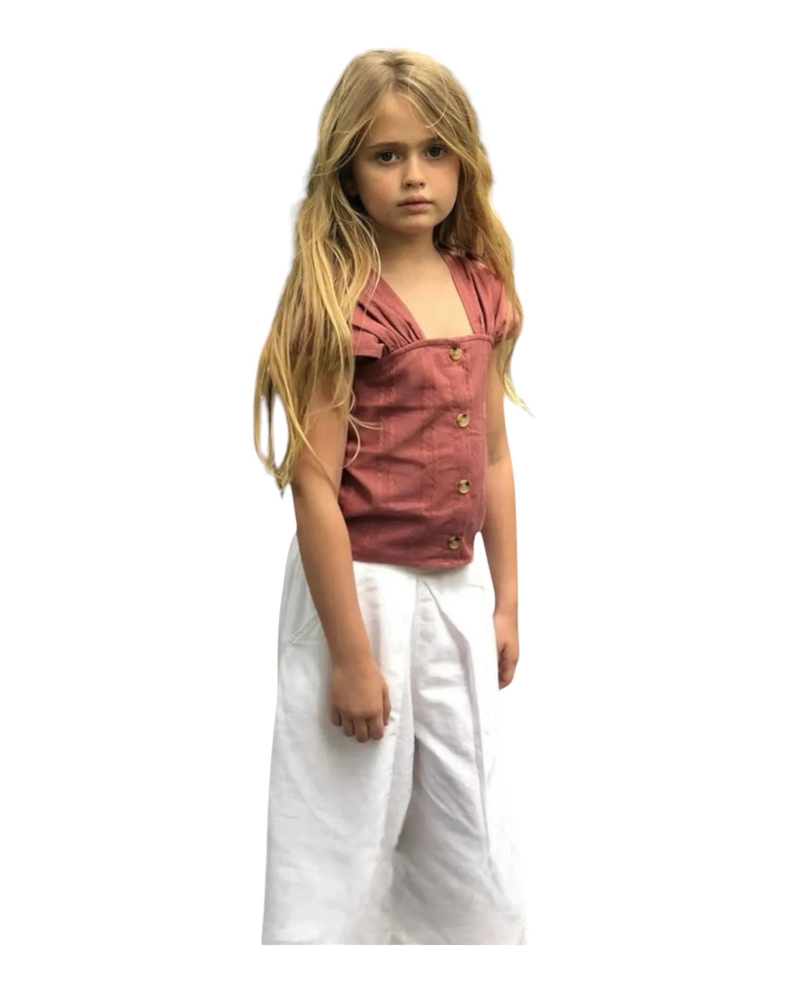 Girls’ Sleeveless Button Down Red Blouse