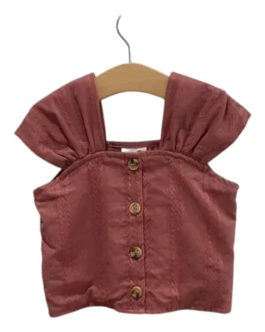Girls’ Sleeveless Button Down Red Blouse