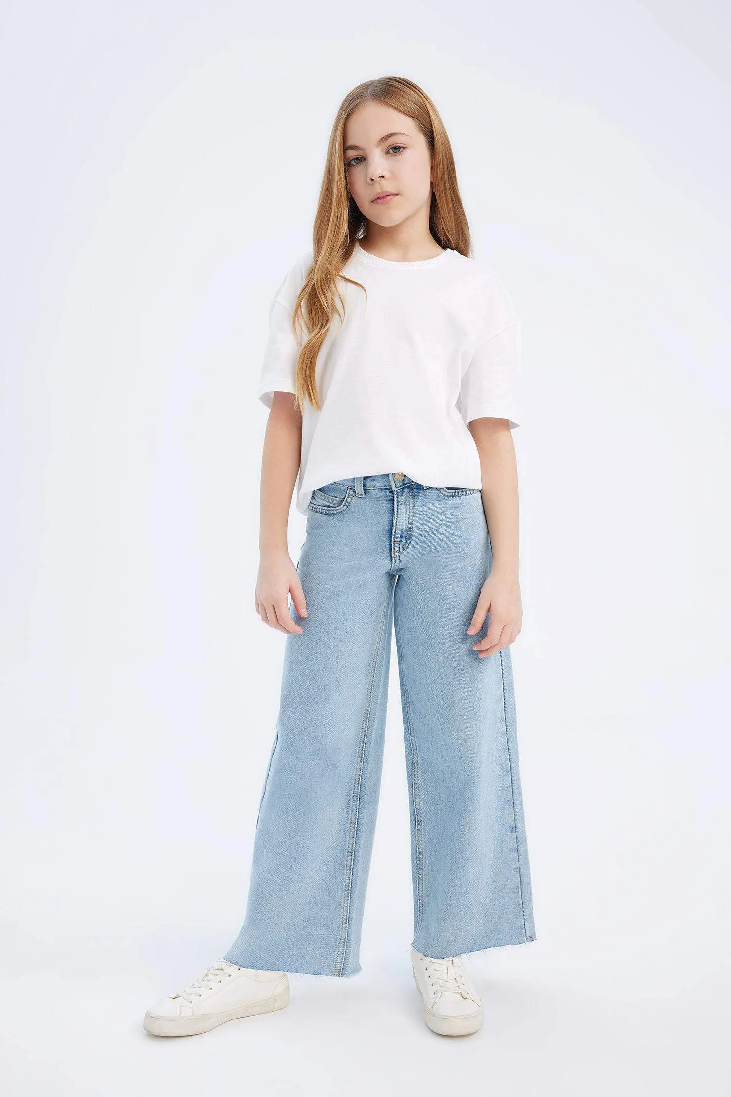 Girls Wide Leg Wide Paddle Jean Pants