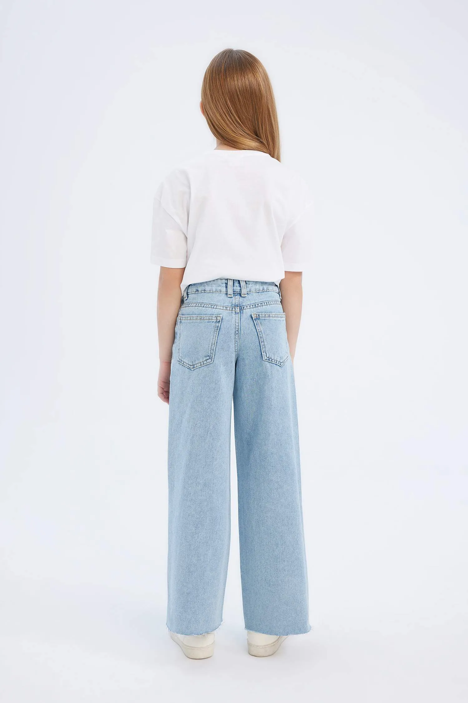Girls Wide Leg Wide Paddle Jean Pants