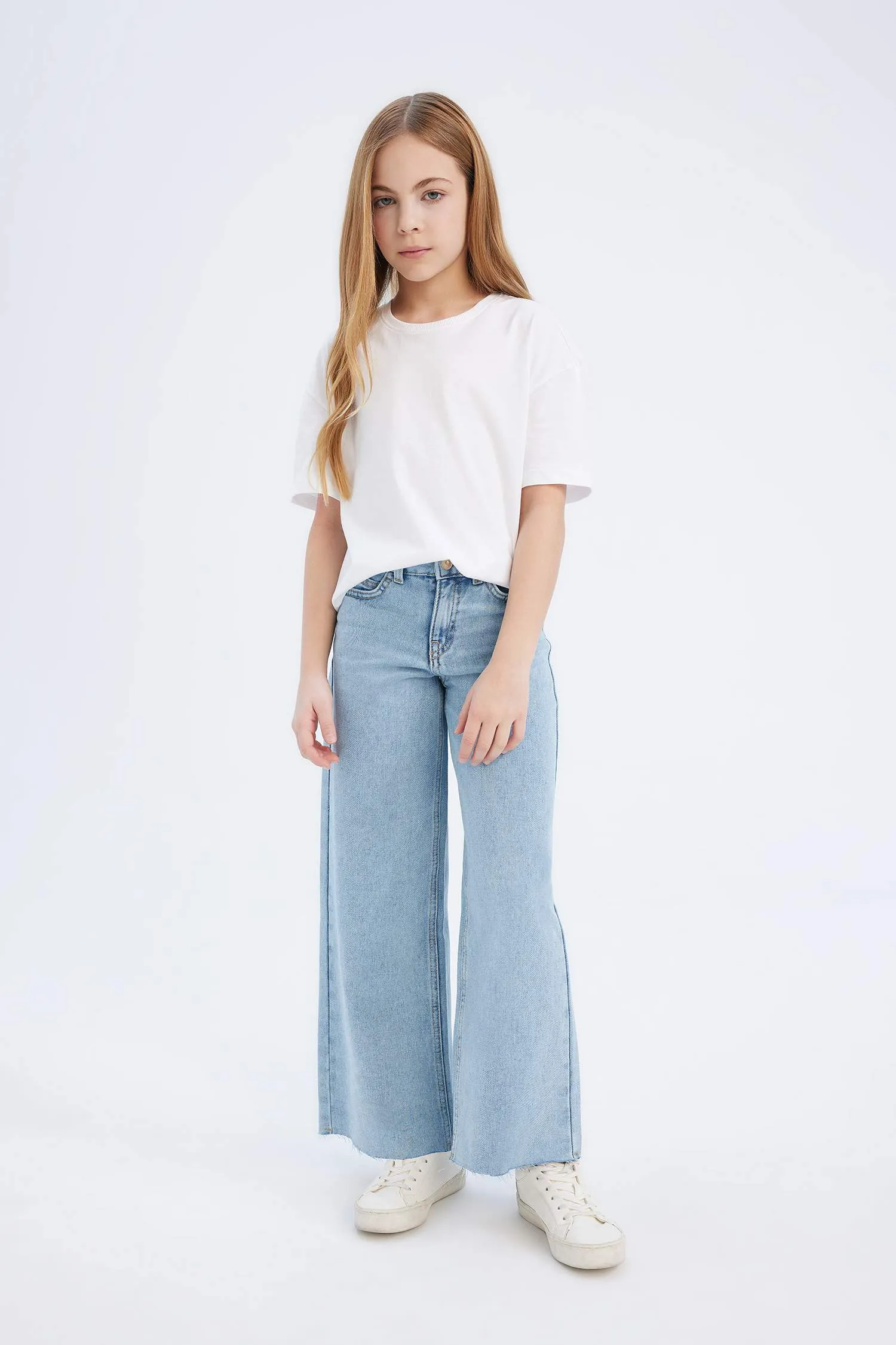 Girls Wide Leg Wide Paddle Jean Pants