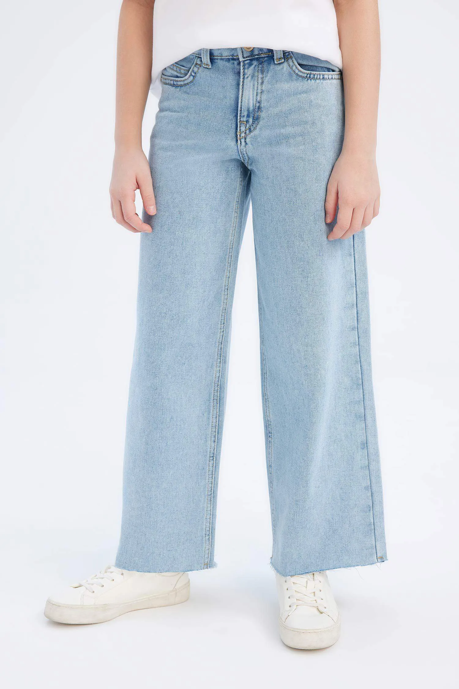 Girls Wide Leg Wide Paddle Jean Pants