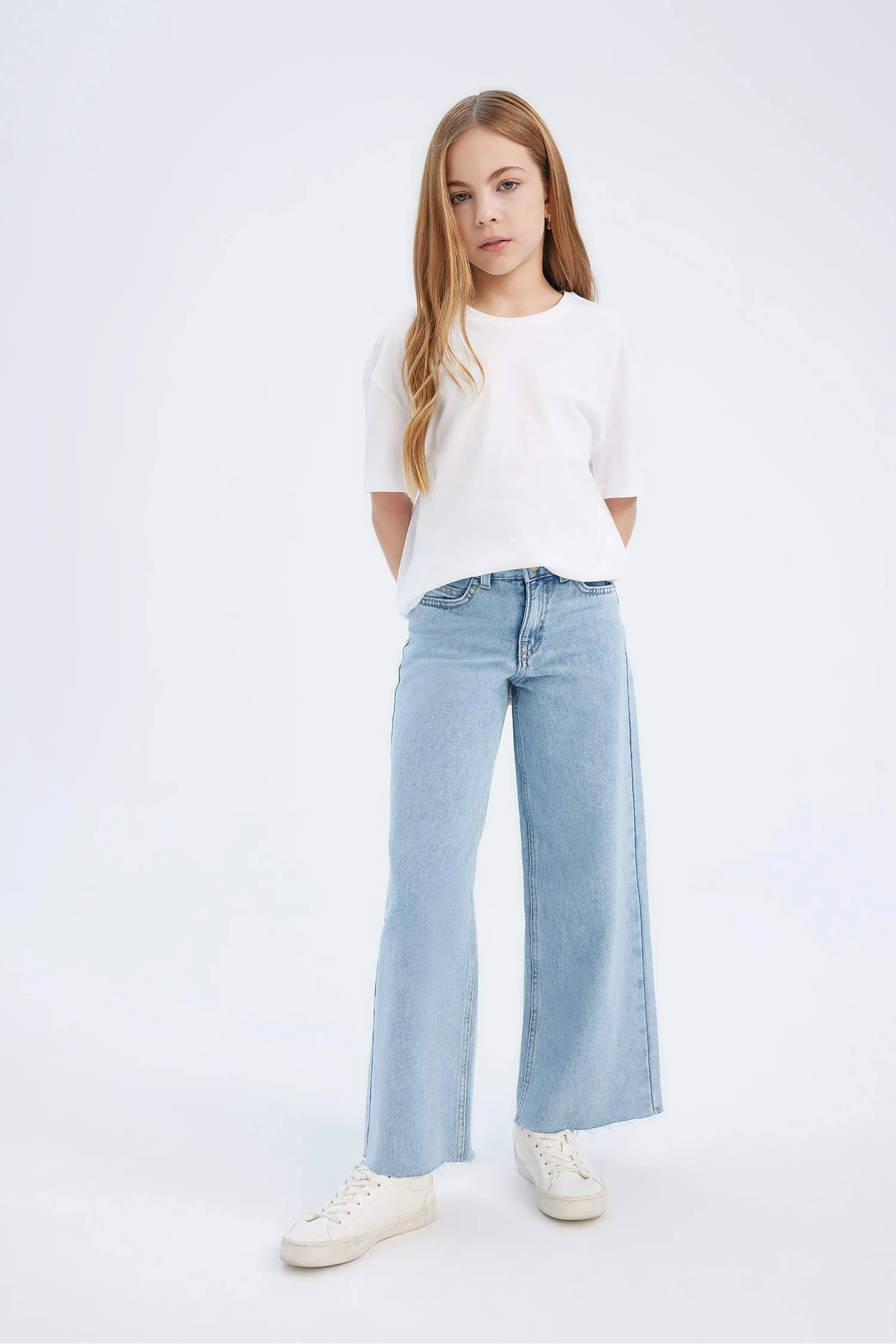 Girls Wide Leg Wide Paddle Jean Pants