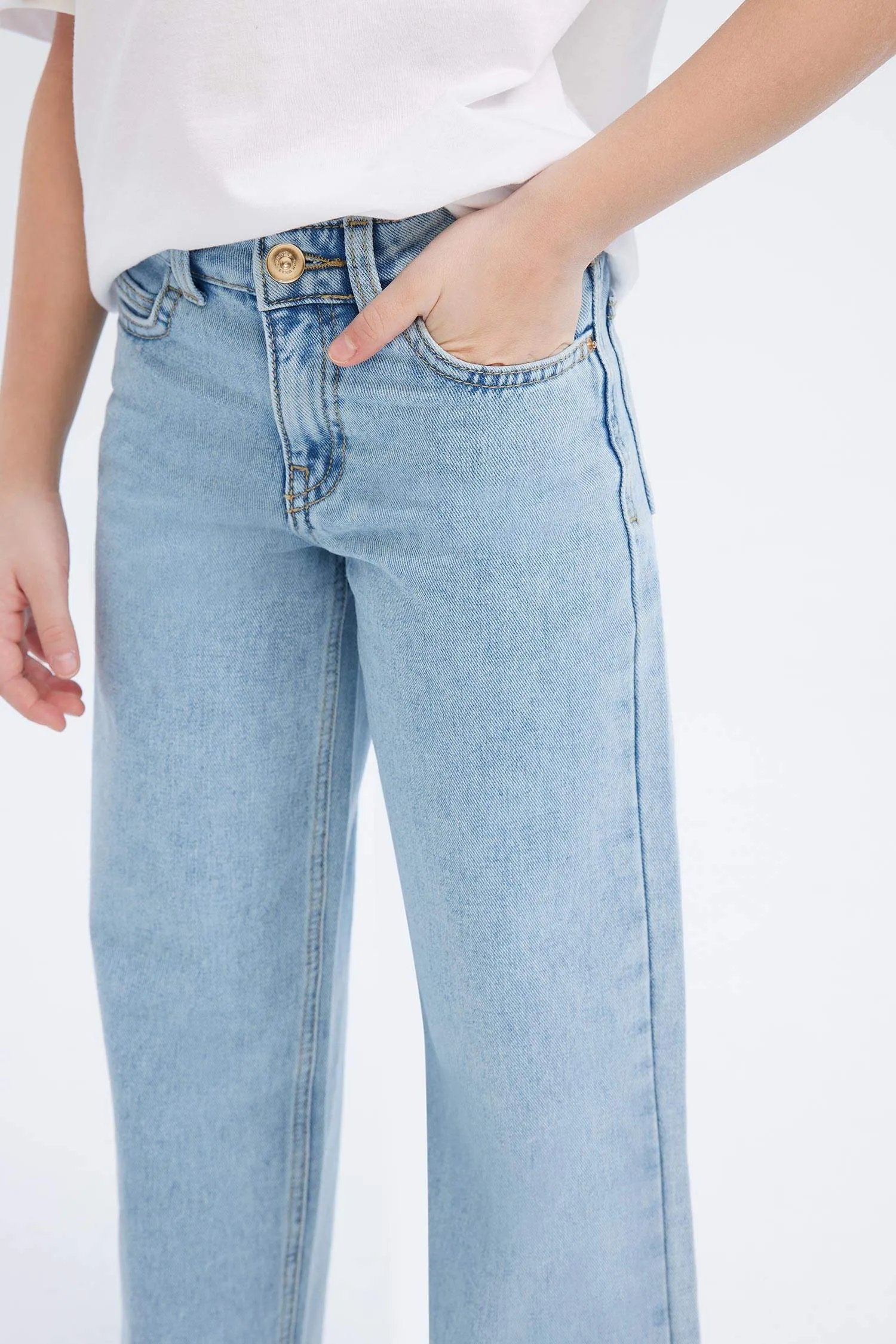 Girls Wide Leg Wide Paddle Jean Pants