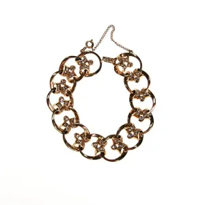 Gold Scroll Link Bracelet with Diamante Rhinestones