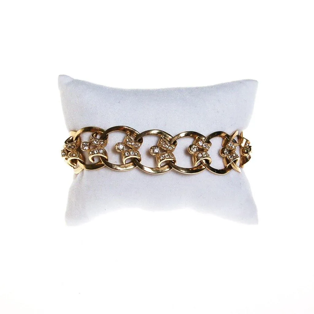 Gold Scroll Link Bracelet with Diamante Rhinestones