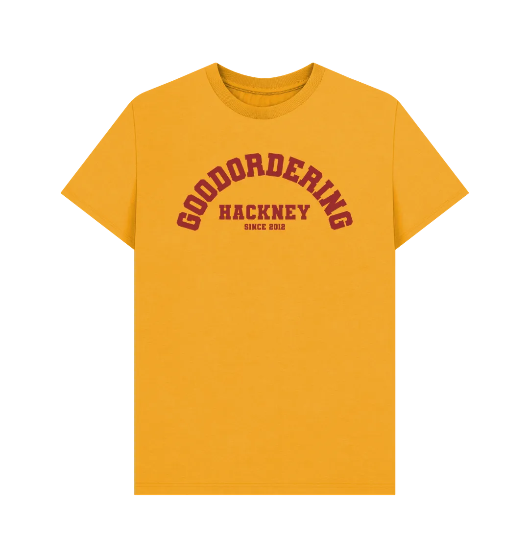 Goodordering Hackney since 2012 varsity t-shirt