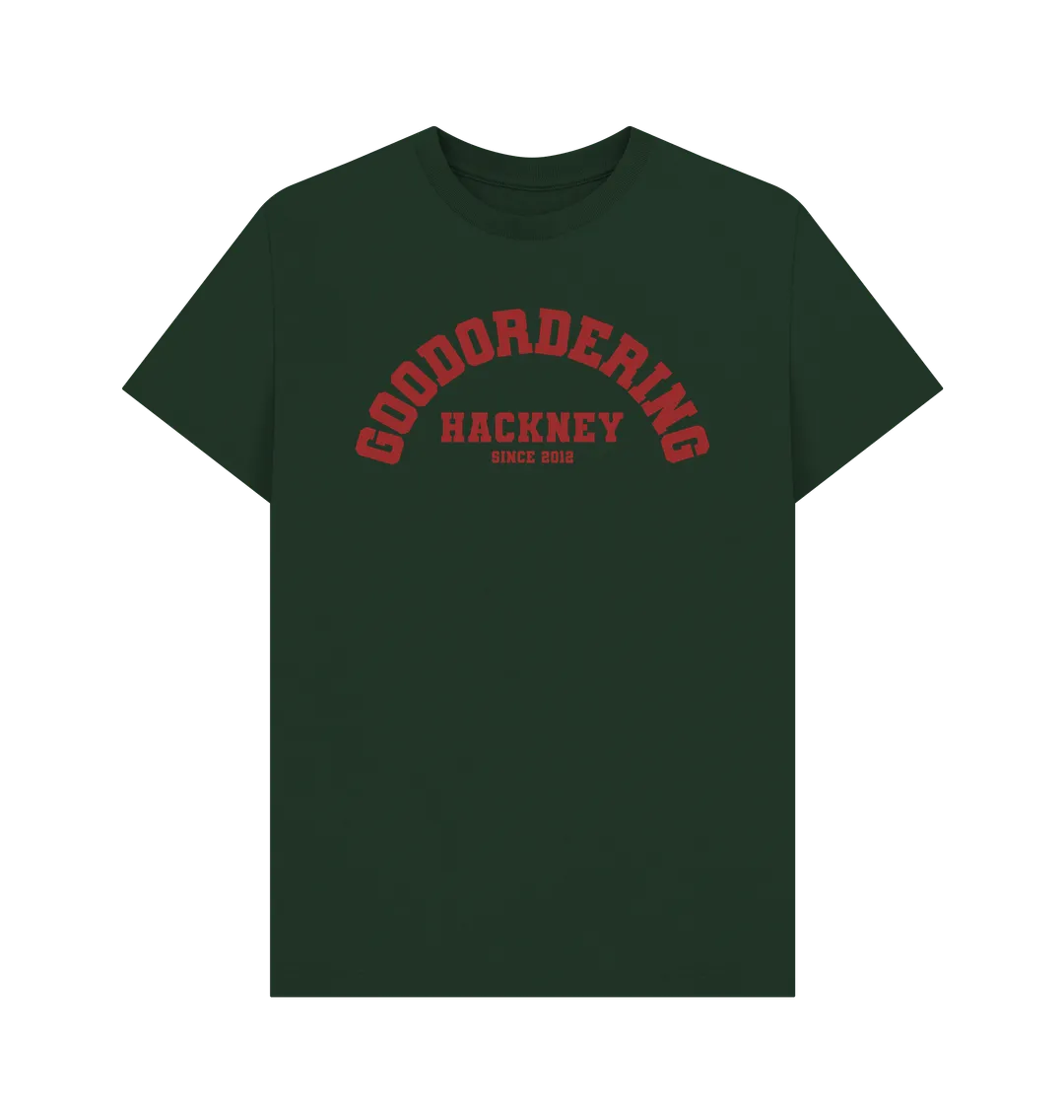Goodordering Hackney since 2012 varsity t-shirt