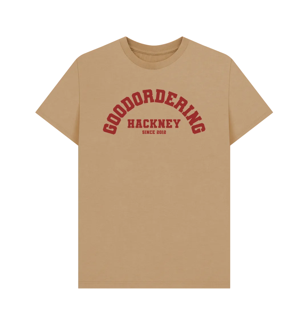 Goodordering Hackney since 2012 varsity t-shirt