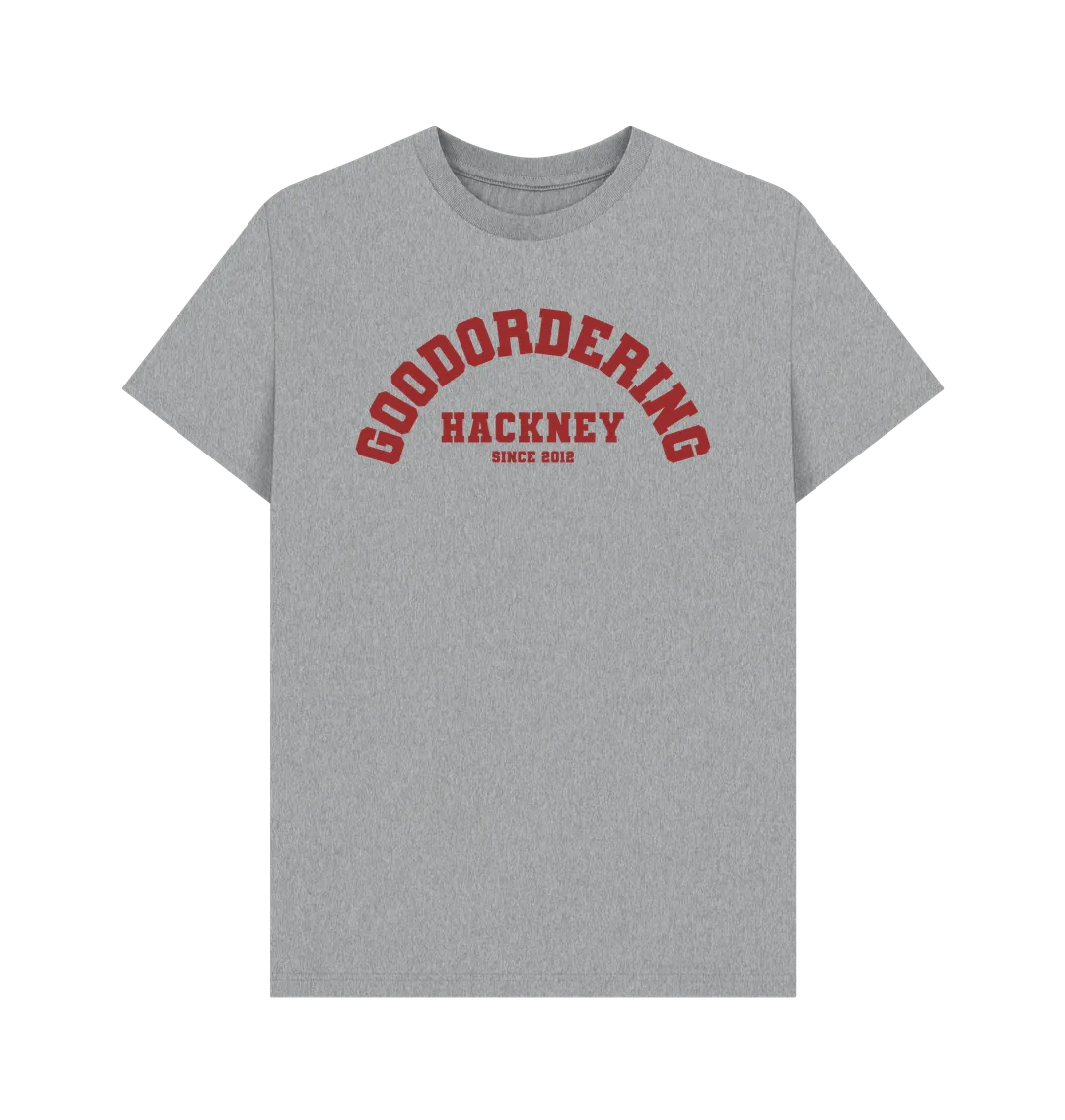 Goodordering Hackney since 2012 varsity t-shirt