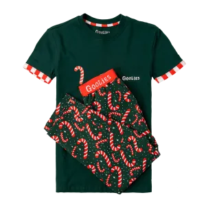 Goolies (Kids) Long Pyjamas - Candy Canes - Trousers & T-Shirt