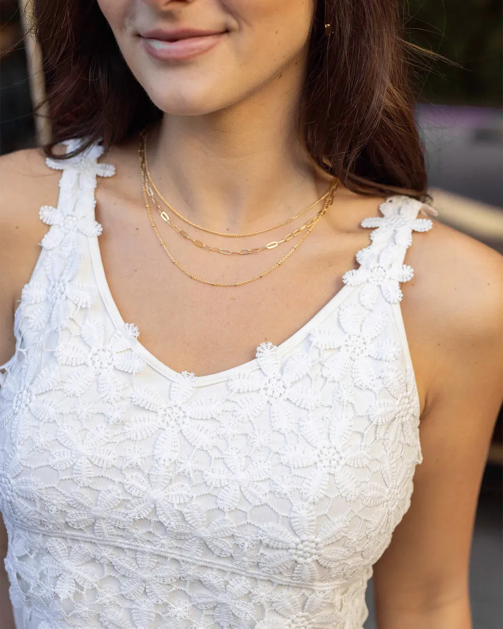 Grace & Lace Floral Lace Tank Top - Snow White