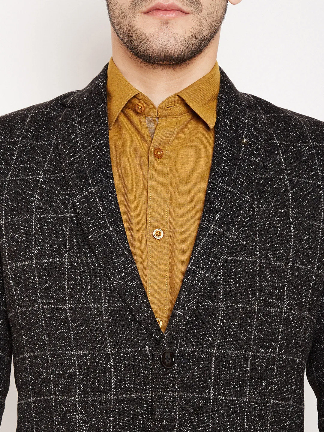 Grey Checked Single Breasted Blazer