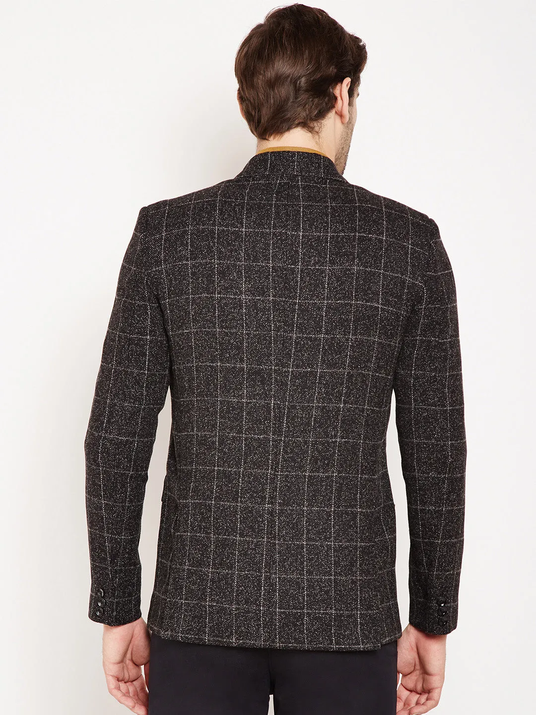 Grey Checked Single Breasted Blazer