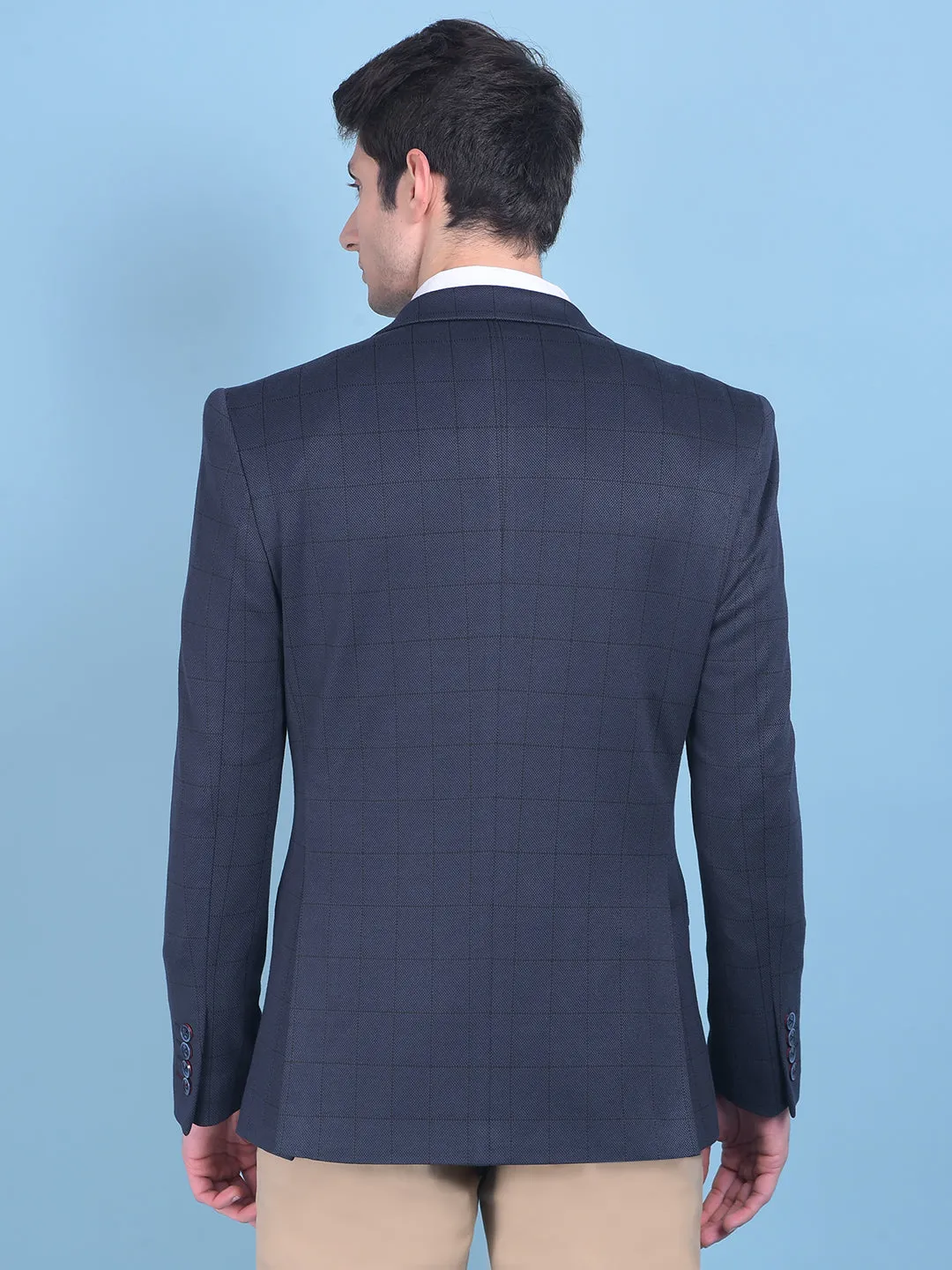 Grey Checked Single Breasted Blazer