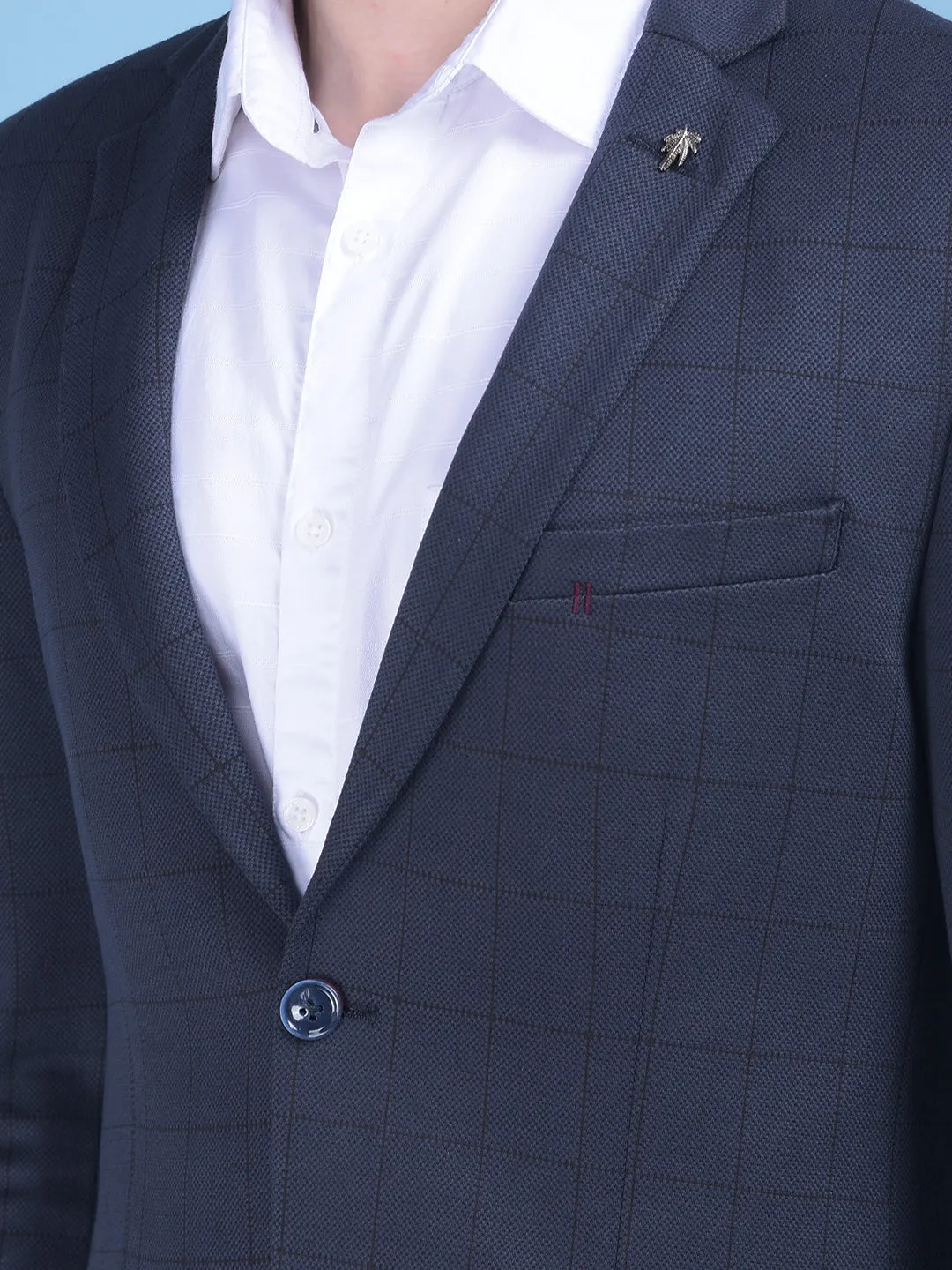 Grey Checked Single Breasted Blazer