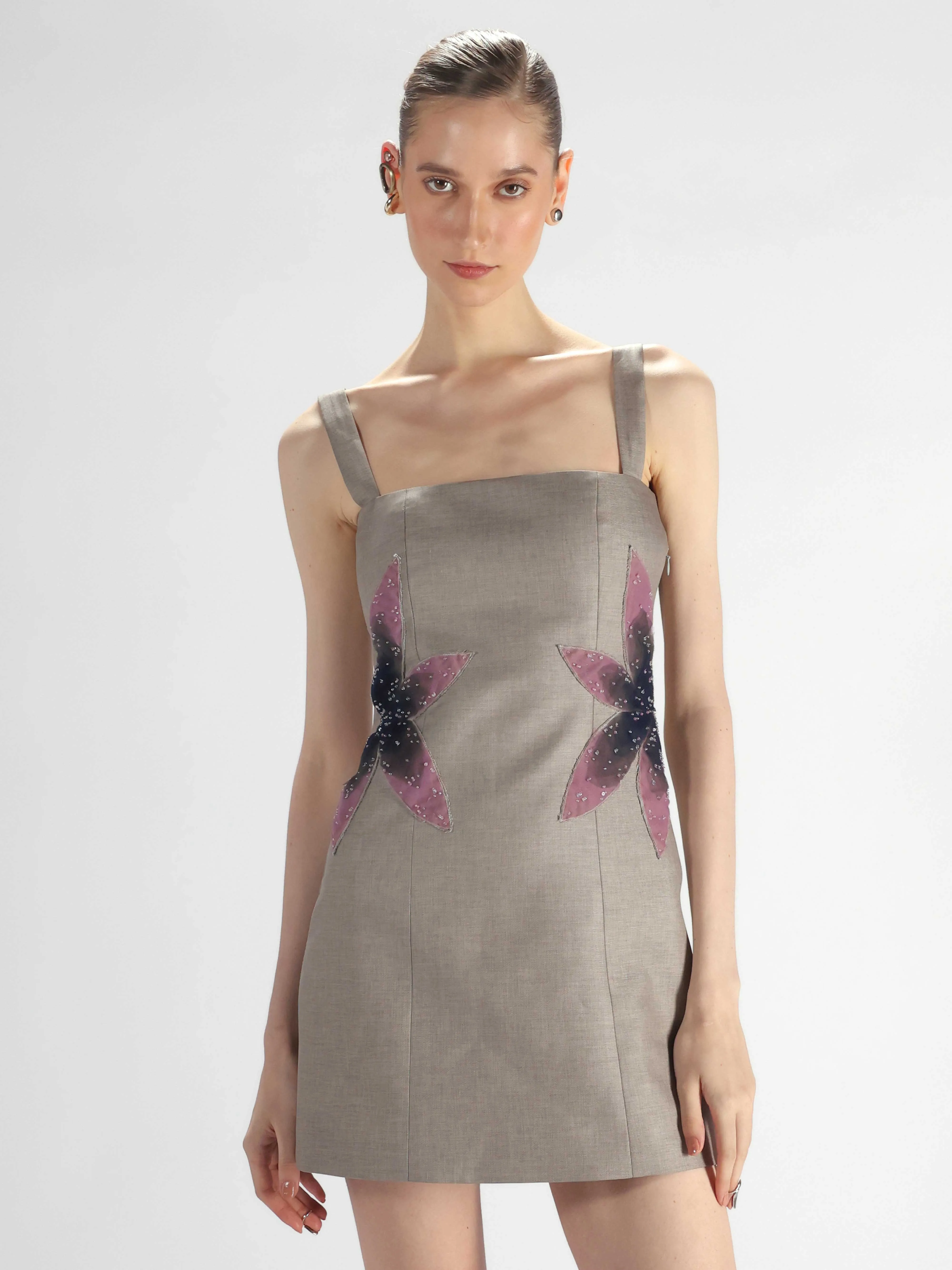 Grey Embroidered Dress