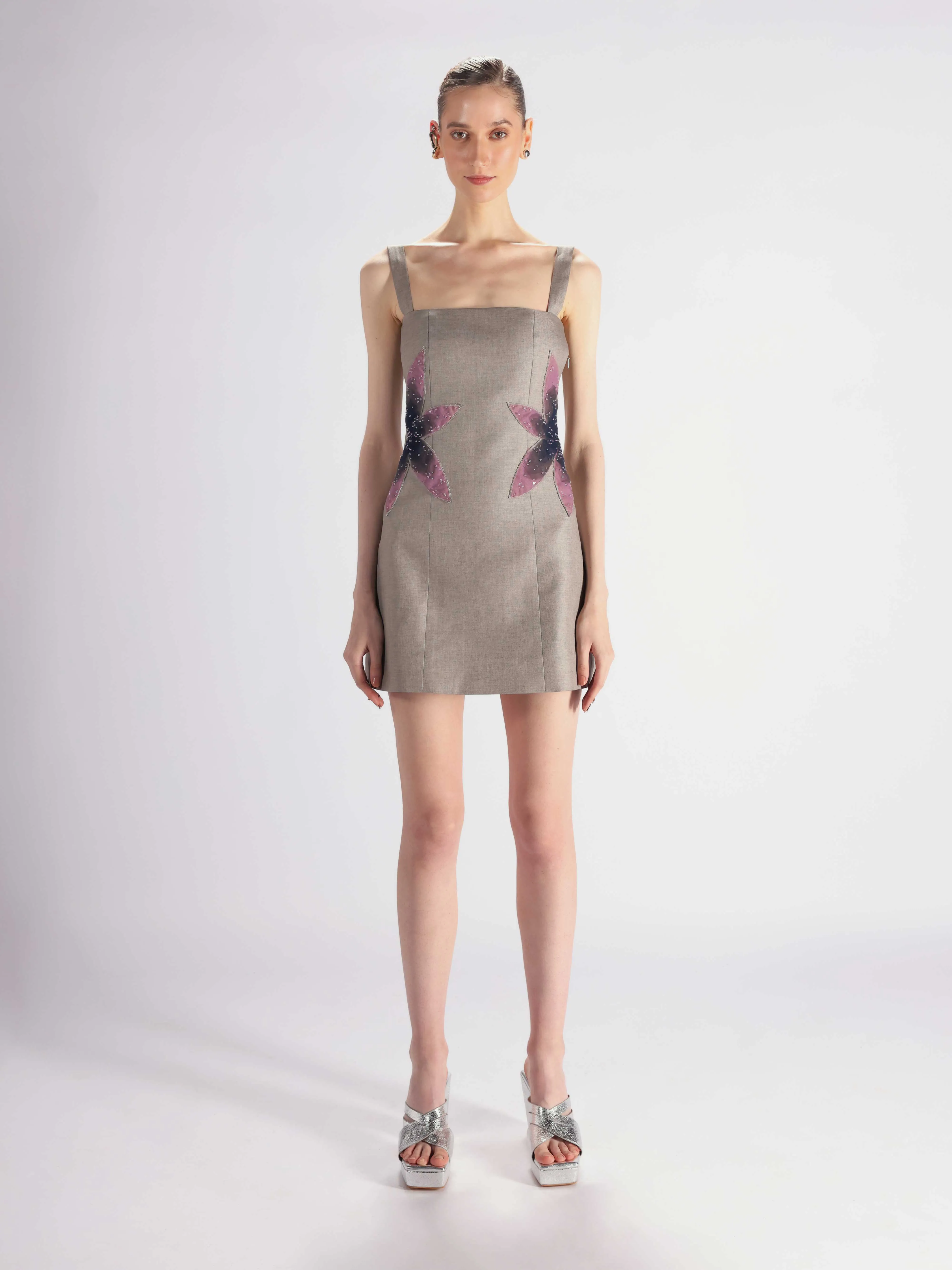 Grey Embroidered Dress