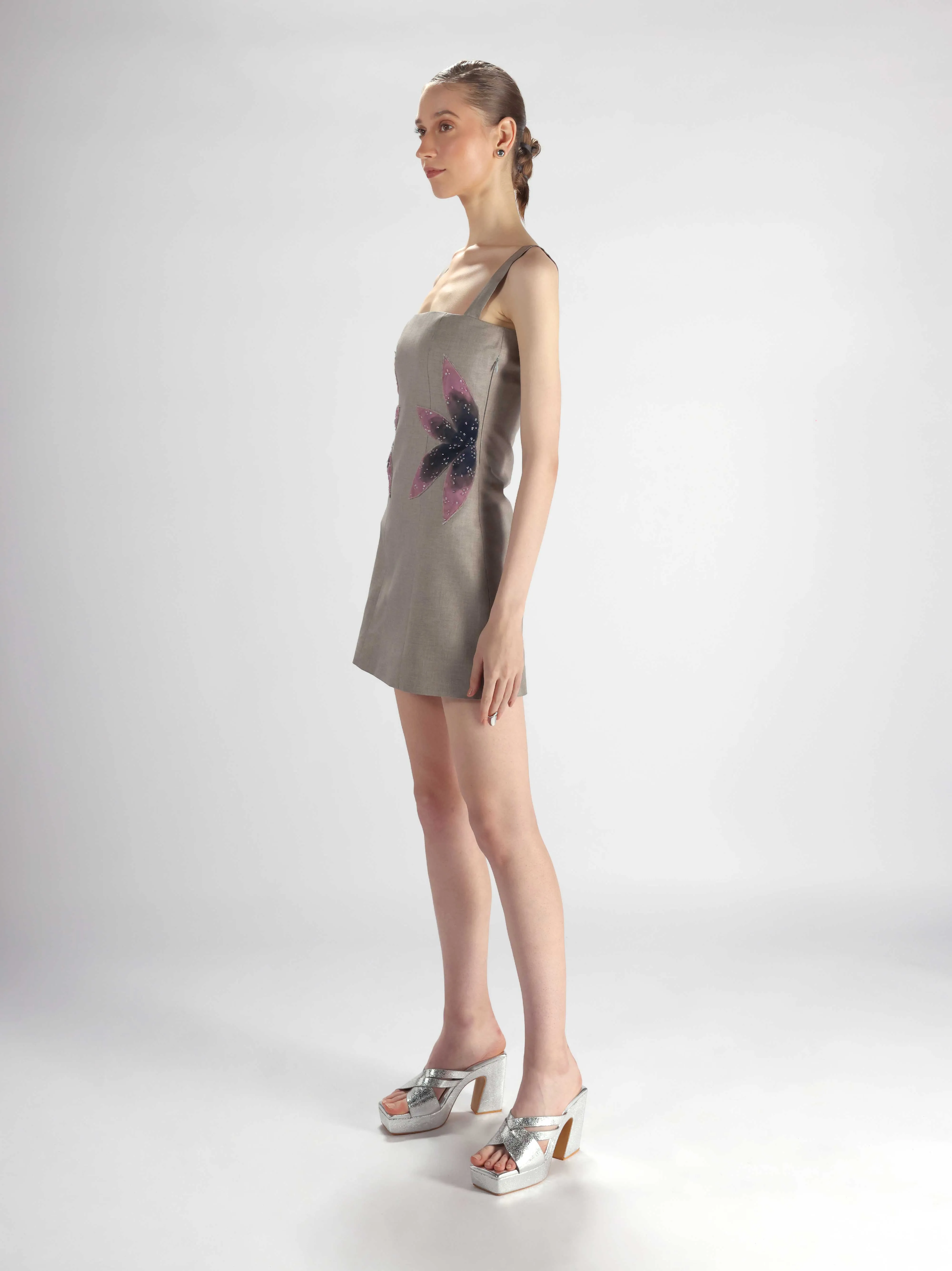 Grey Embroidered Dress