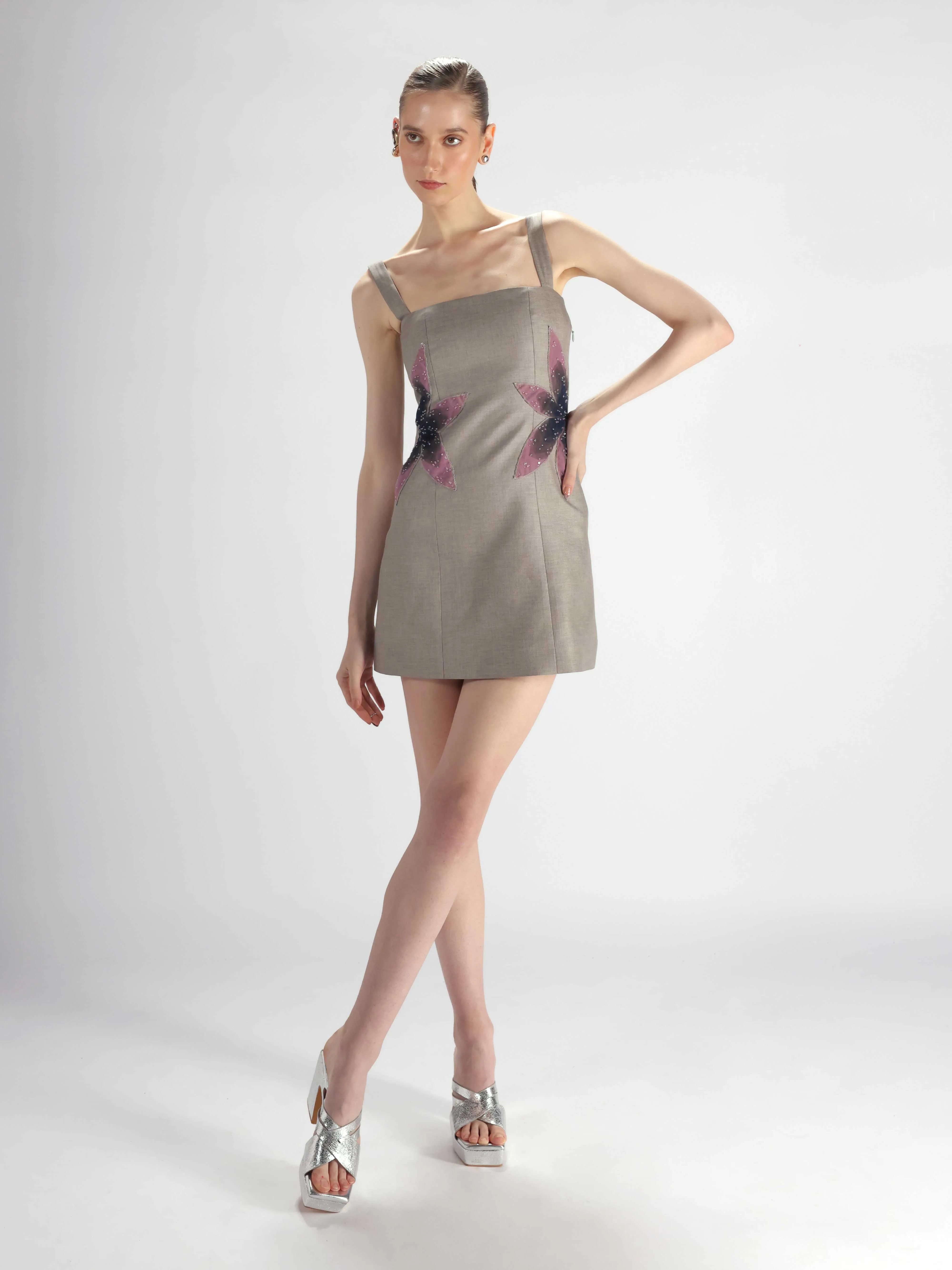 Grey Embroidered Dress