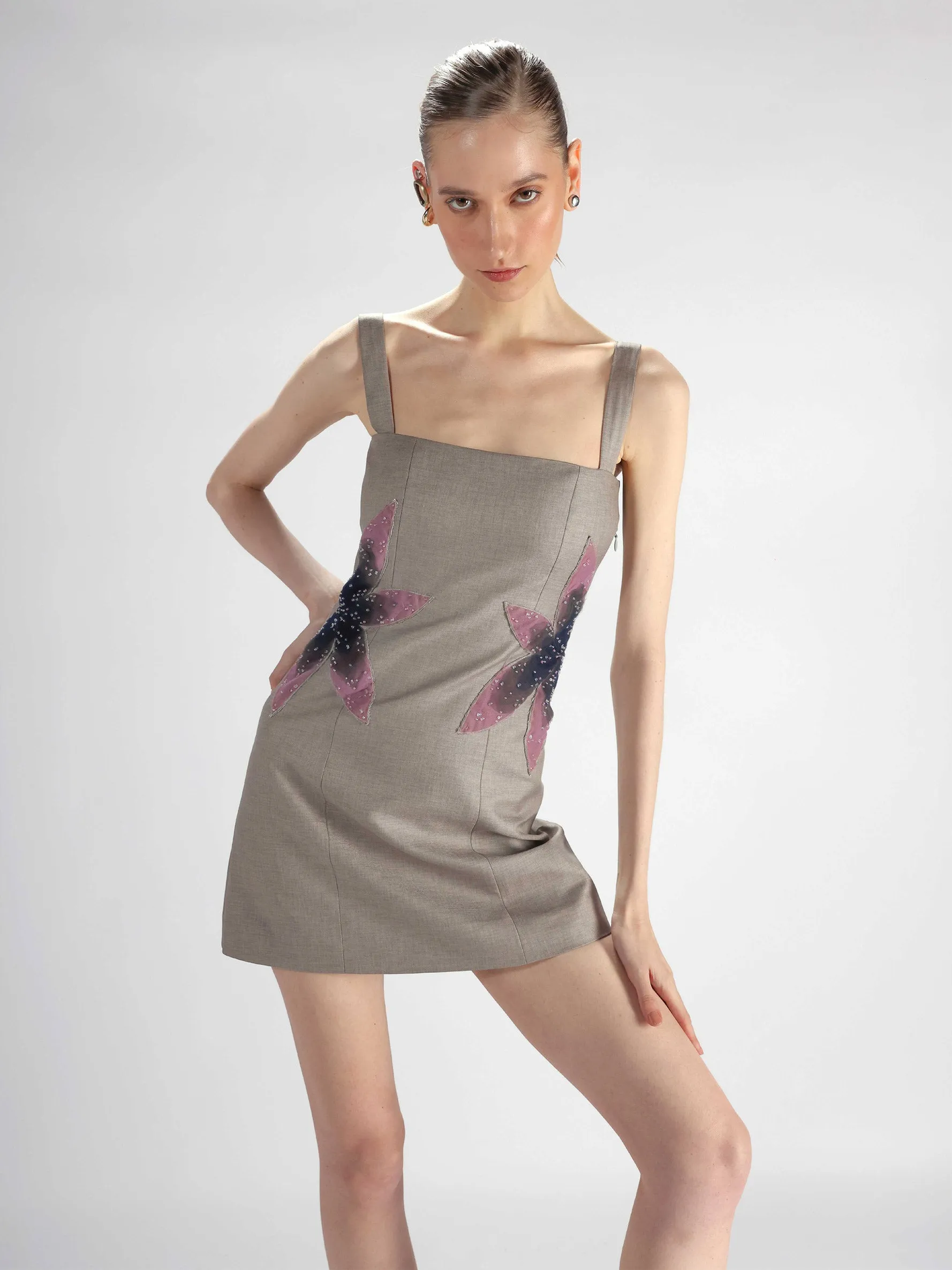 Grey Embroidered Dress