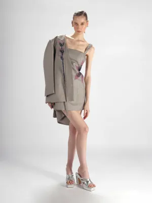 Grey Embroidered Dress