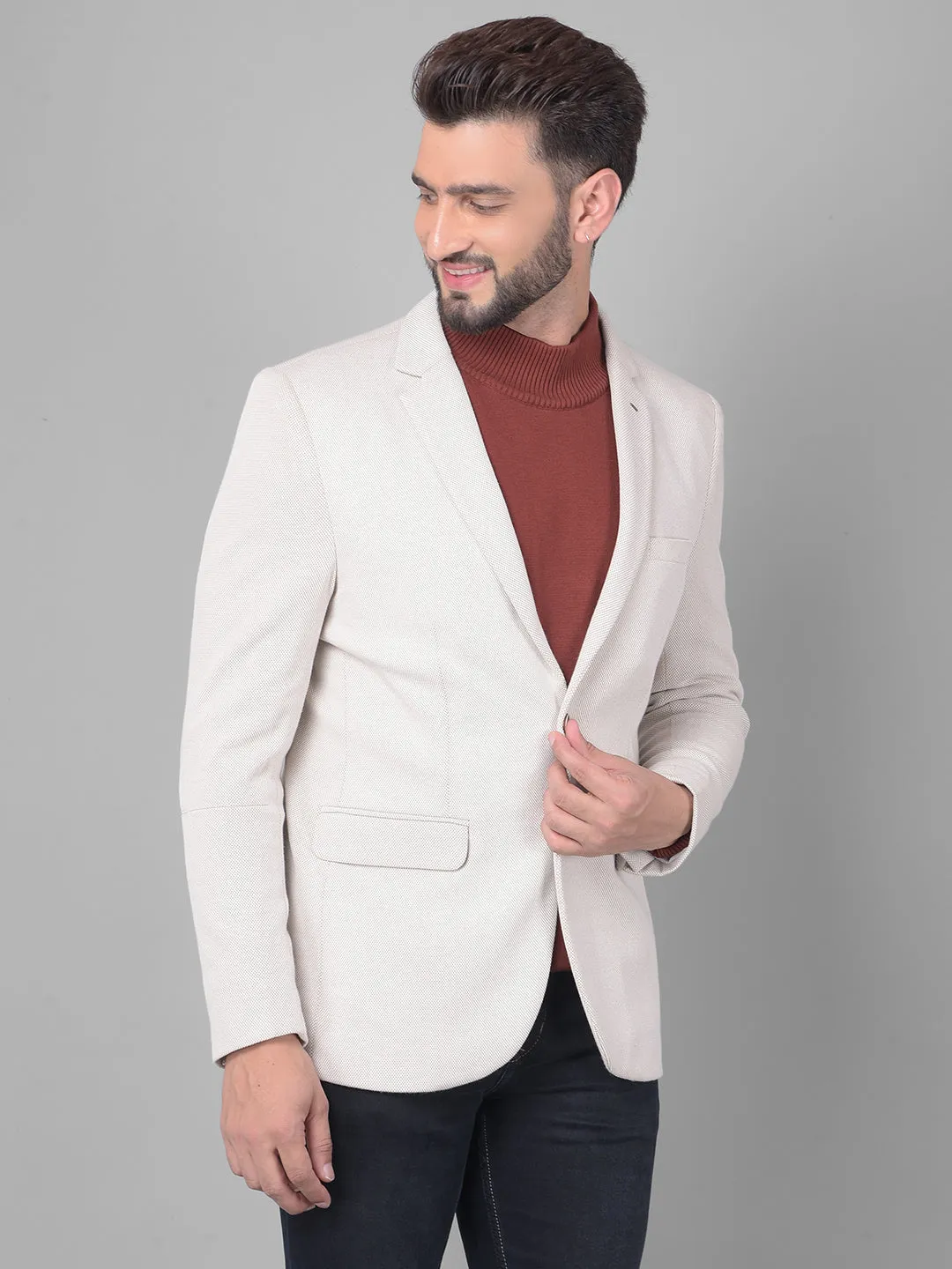 Grey Single Breasted Blazer