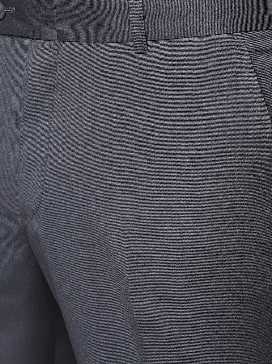 Grey Solid Classic Fit Formal Trouser | JadeBlue
