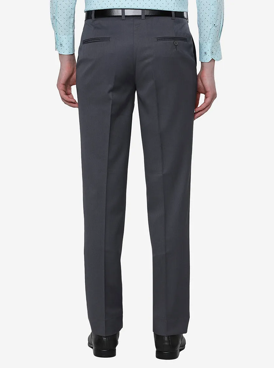 Grey Solid Classic Fit Formal Trouser | JadeBlue