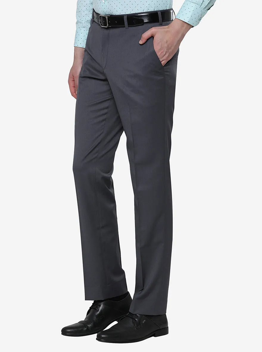 Grey Solid Classic Fit Formal Trouser | JadeBlue