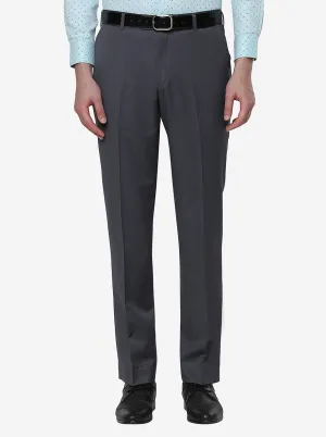 Grey Solid Classic Fit Formal Trouser | JadeBlue