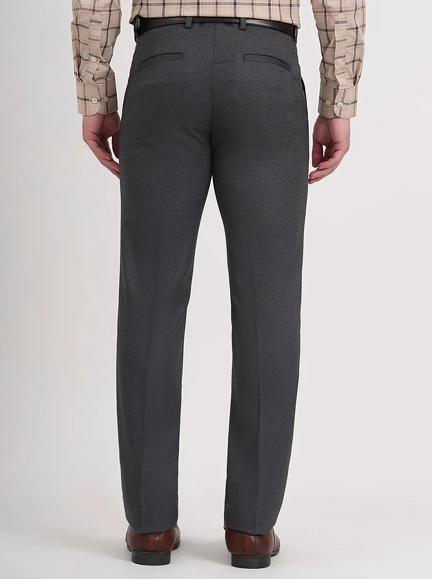 Grey Solid Slim Fit Formal Trouser | Greenfibre