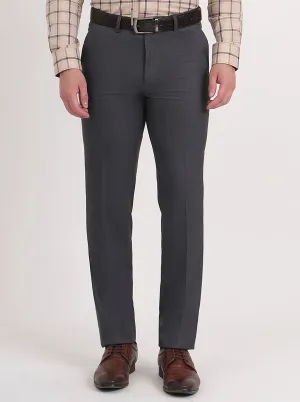 Grey Solid Slim Fit Formal Trouser | Greenfibre