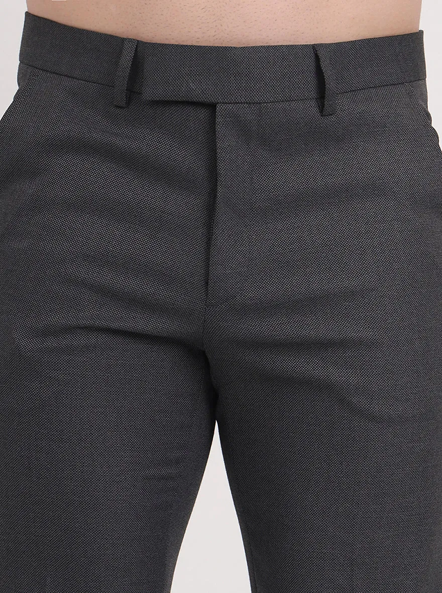 Grey Solid Slim Fit Formal Trouser | Greenfibre