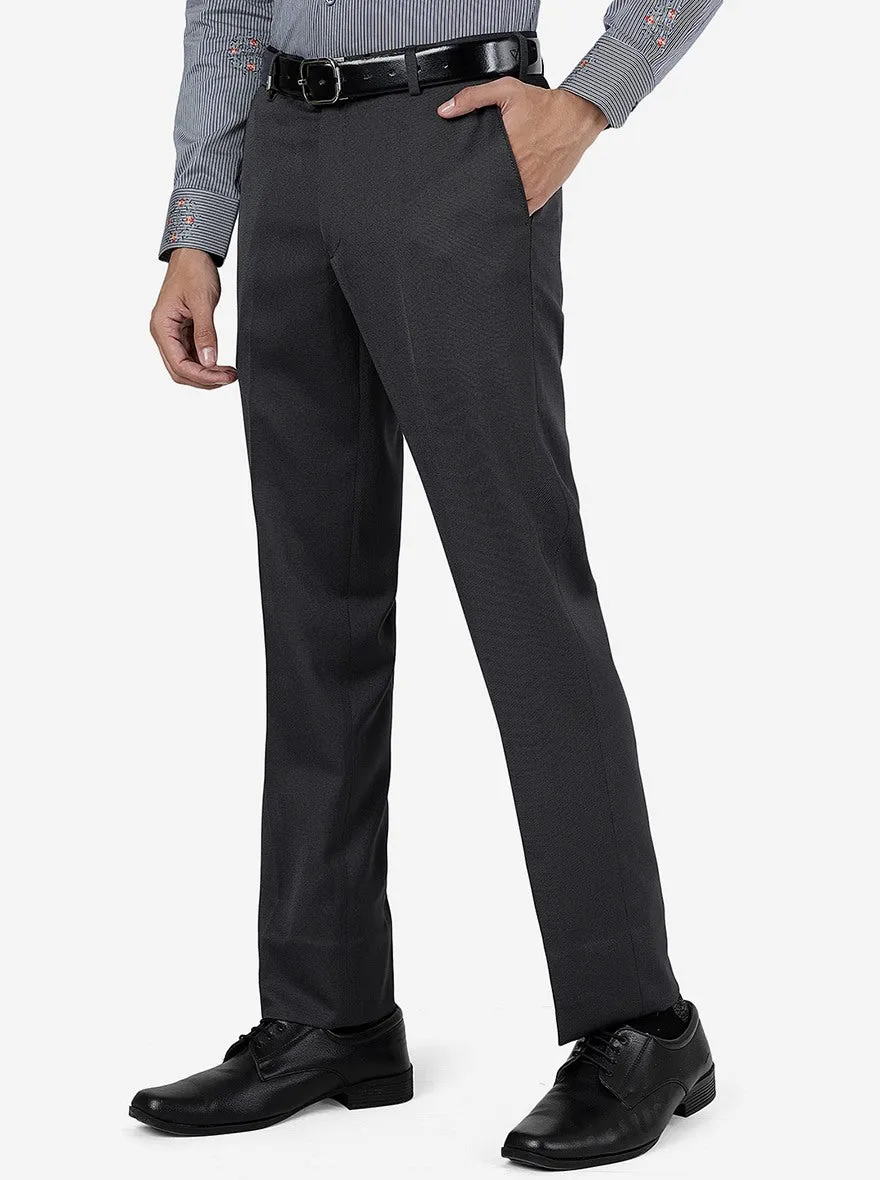 Grey Solid Slim Fit Formal Trouser | JB Studio