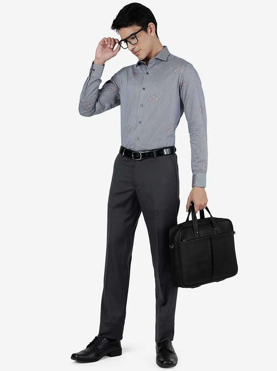 Grey Solid Slim Fit Formal Trouser | JB Studio