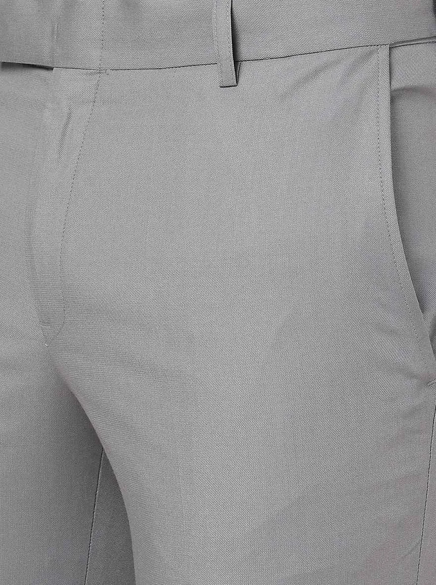 Grey Solid Slim Fit Formal Trouser | Metal