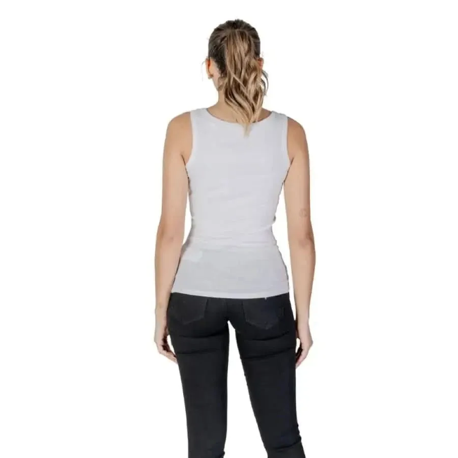 Guess Women's Sleeveless Cotton Top with Print in White