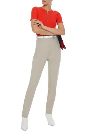HELMUT LANG - Femme Hi Rider SUEDE / COTTON twill slim-leg pants - 28 (6 US)