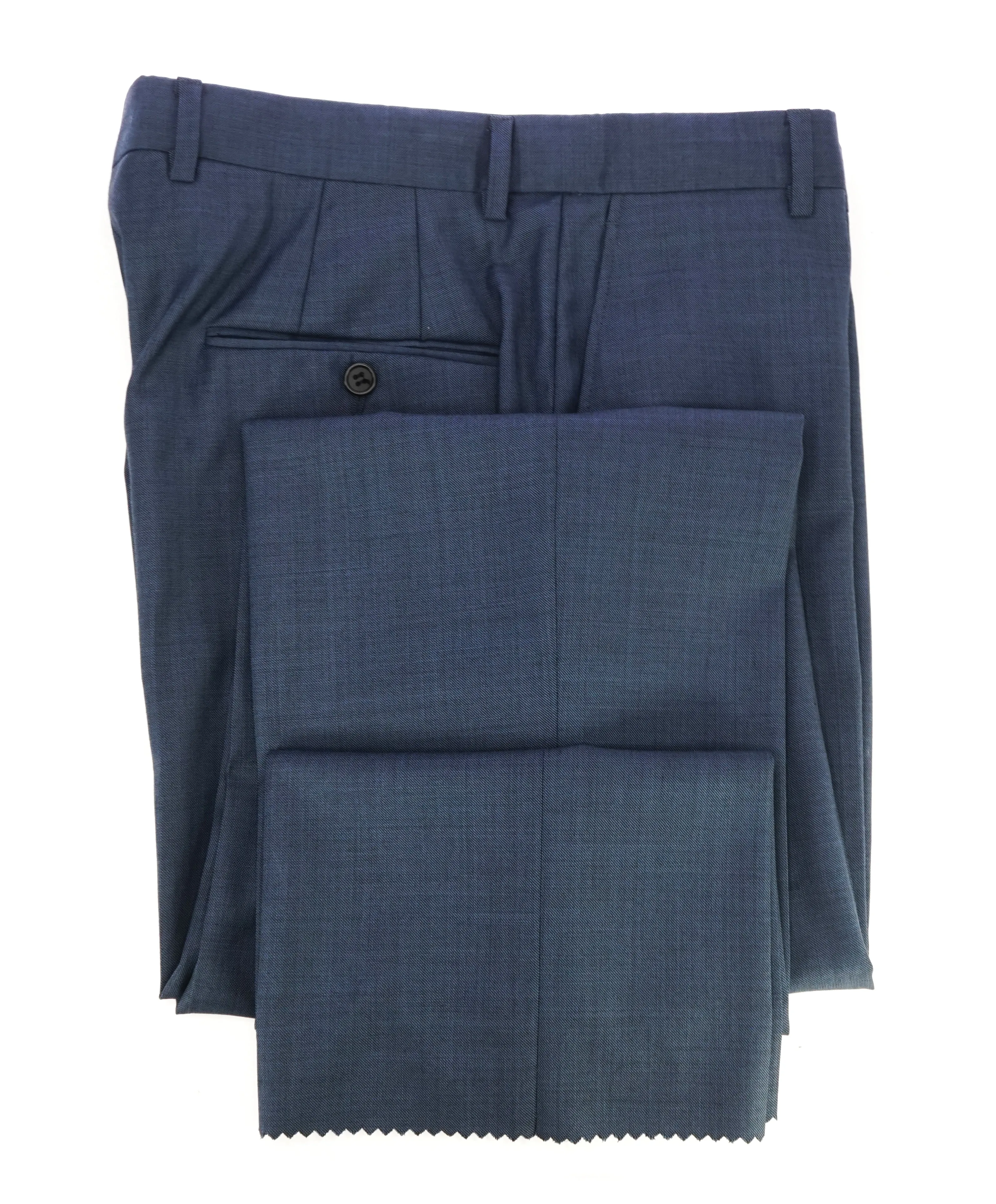 HICKEY FREEMAN - Pastel Blue Textured Wool Flat Front Dress Pants - 33W