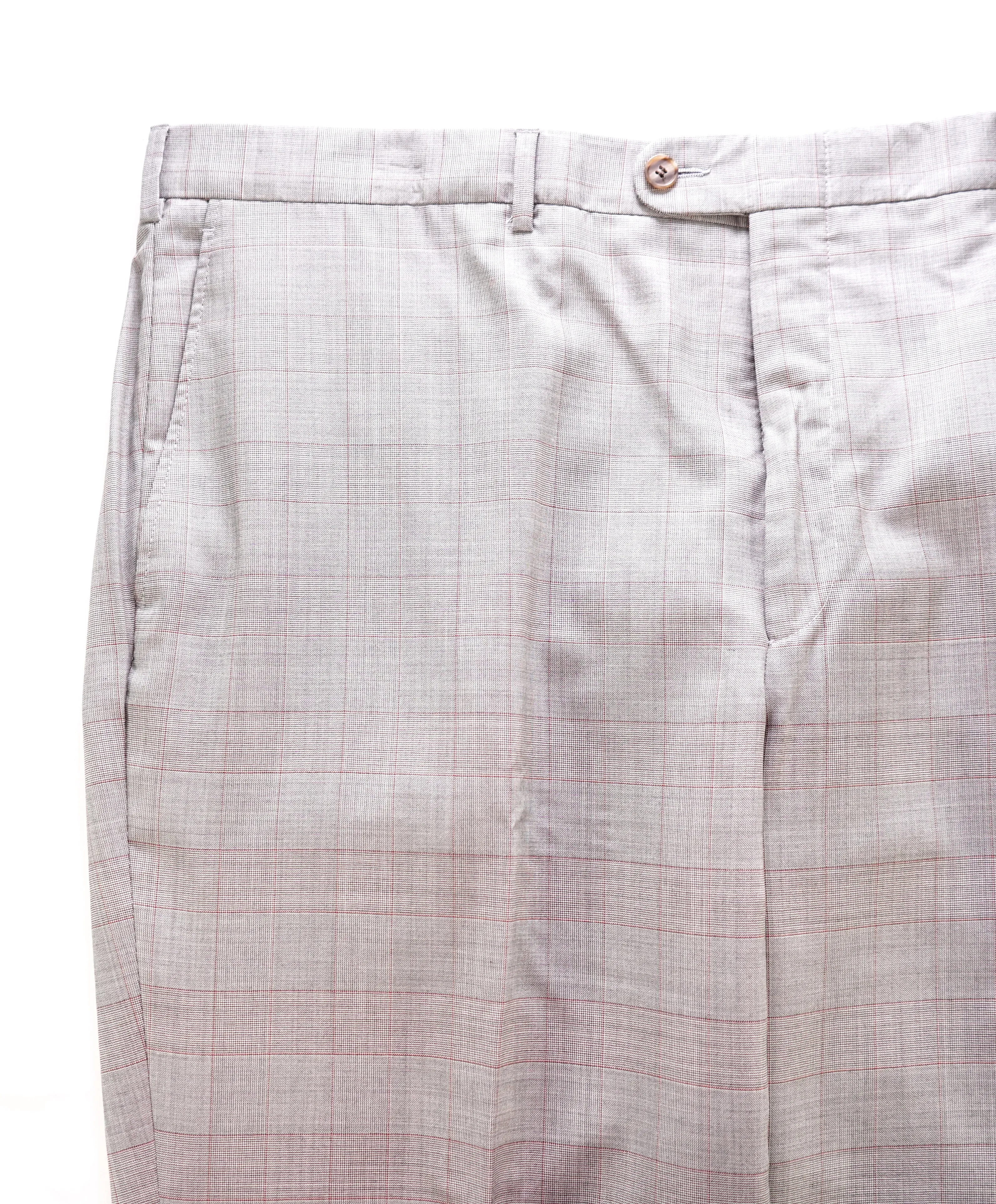 HICKEY FREEMAN - Prince Of Wales Check Black/White/Red Silk Blend Pants - 42W